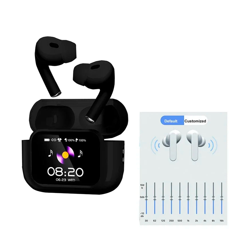 UYUXIO ANC ENC Earbuds with LCD Screen Noise Cancelling Wireless Earphone High Sound Quality Headphone Ear Buds Touch Headset