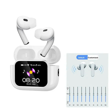 UYUXIO ANC ENC Earbuds with LCD Screen Noise Cancelling Wireless Earphone High Sound Quality Headphone Ear Buds Touch Headset